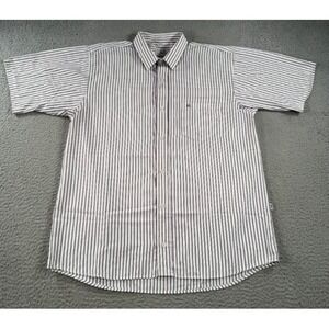 C.P. Company Shirt Mens Large Purple White Striped Short Sleeve Button Up
